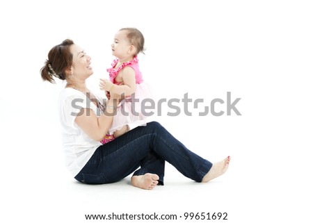 Beautiful baby and her mother
