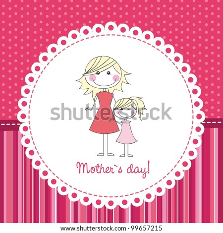 mother and daughter over cute background, hand drawing. vector