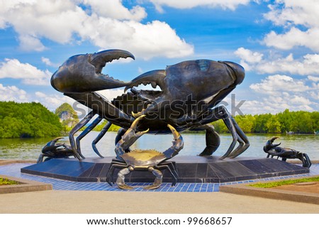 statue of crabs in Krabi, symbol of town, Thailand