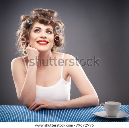 Portrait of a young woman. Fashion, make up style studio photo