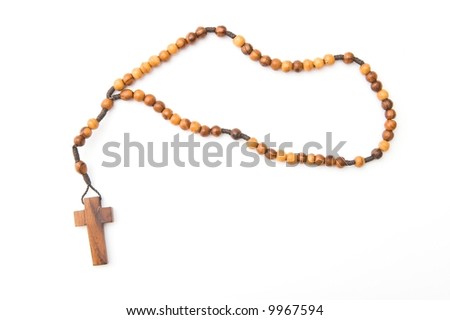 wooden rosary isolated over white