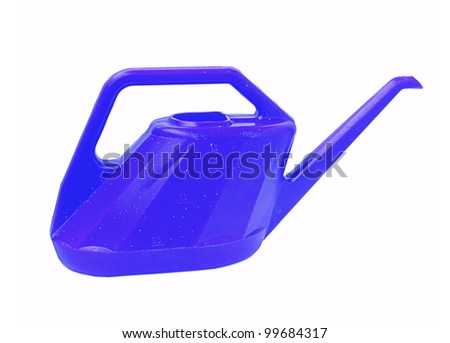 Blue watering can isolated on white background.
