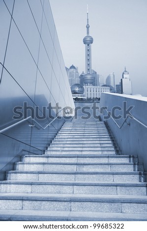 Shanghai skyline on the ladder