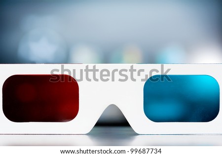 View through 3d glasses with copy space