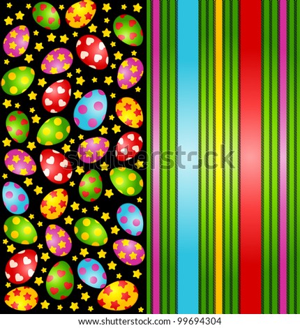 Eggs with lace ornaments on background. Easter vector card