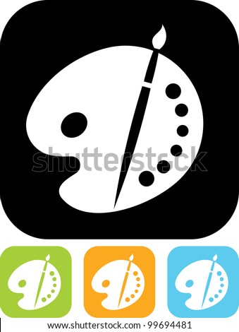 Vector icon isolated on white - Color palette and artistic brush