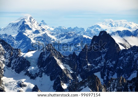 overlook of snow mountain