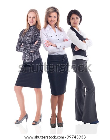 pretty smiling business women standing together