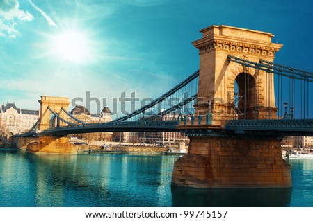 Chain bridge Budapest Hungary Royalty-Free Stock Photo #99745157