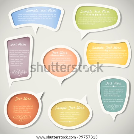 Speech bubbles  with calligraphic elements.Vector set