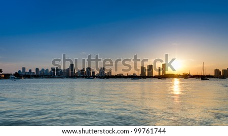 View of downtown Miami from the water in Biscayne Bay