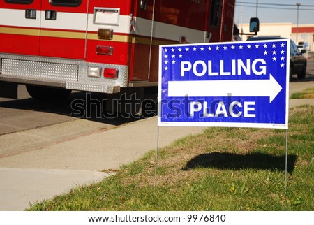 Polling place sign outside of a fire station