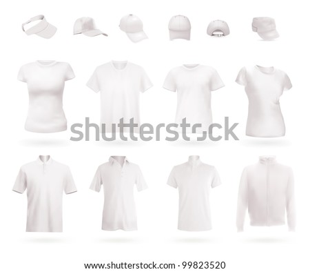 Blank uniform template: polo shirts, t-shirts, hoodie and caps.