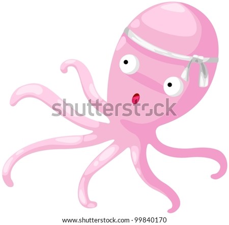 illustration of isolated cartoon octopus on white
