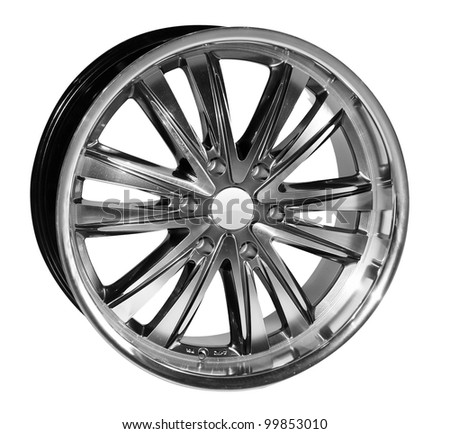 car alloy wheel, isolated over white background (Save path for design work)