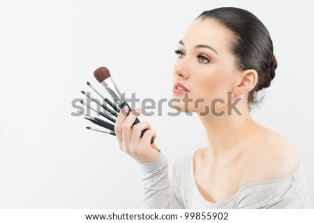 a beauty girl on the grey background