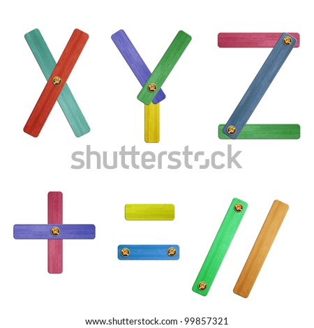 Varicoloured wooden alphabet. Isolation on a whiteness