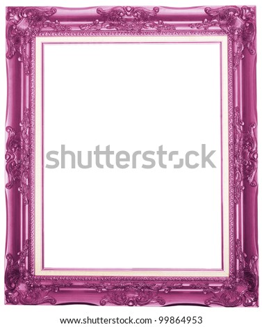 the purple antique picture frame isolated white background