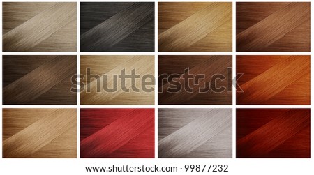 Set of various hair colors samples