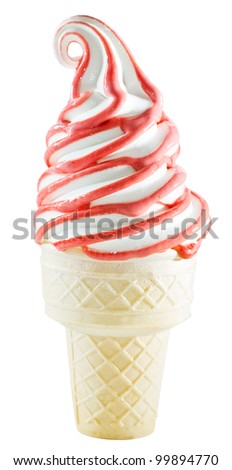 Ice cream with strawberry topping Royalty-Free Stock Photo #99894770