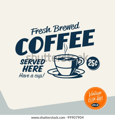 Vintage Clip Art - Fresh Brewed Coffee - Vector EPS10.