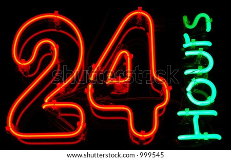 24 Hours neon sign