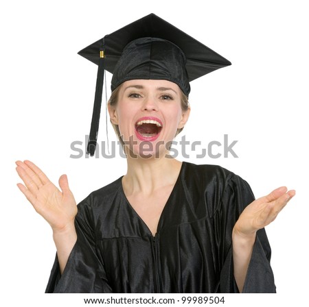 Graduation student woman applauding. HQ photo. Not oversharpened. Not oversaturated