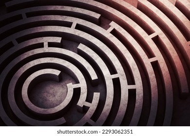 Image from above of a circular maze