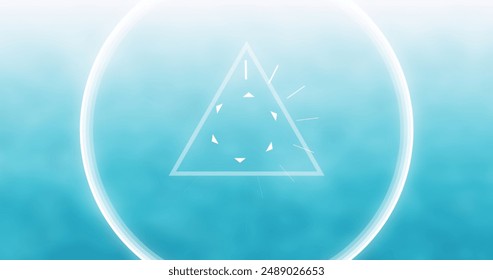 Image of abstract triangular shape in seamless pattern against gradient blue background. Business technology concept