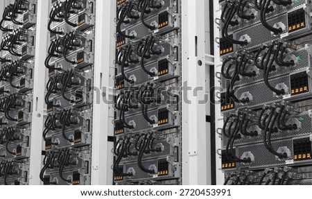 Image of an AI Supercomputing Facility with High-Performance GPUs and Server Rack Systems
