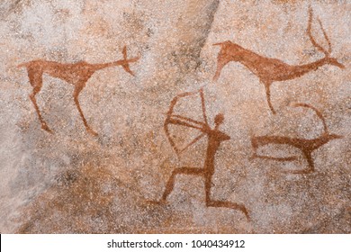An image an ancient man's hunting the wall cave  ancient world history 