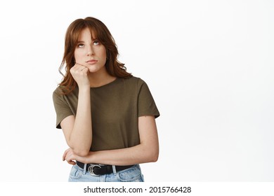 Image Of Annoyed Teenage Girl Roll Eyes, Listening Boring And Irritating Lesson, Standing Bothered And Uninterested Against White Background