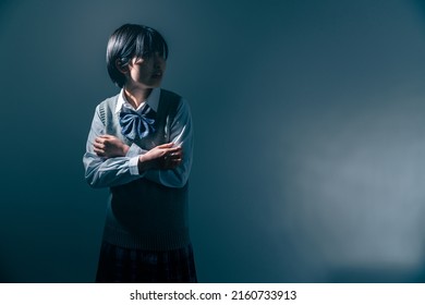 Image Of An Anxious High School Girl