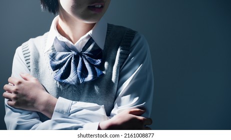 Image Of An Anxious High School Girl