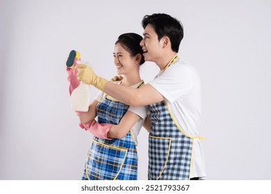 Image of Asian couple posing on white background
 - Powered by Shutterstock