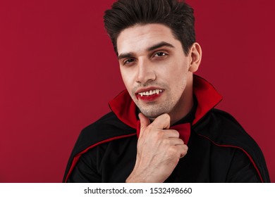 Image Attractive Vampire Man Blood Fangs Stock Photo 1532498660 ...