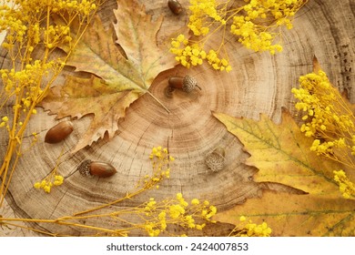 image of autumn leaves close up over tree trunk background - Powered by Shutterstock