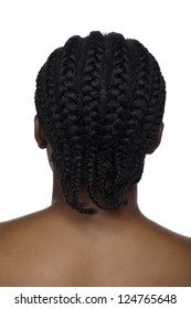 Image Of Back View Of A Black Woman Against White Background