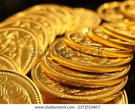 Image background of golden shining pure gold coins