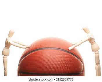 Image Of Basketball Wooden Figure White Background 