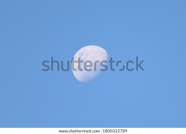 Image of beautiful\
white moon in blue sky!