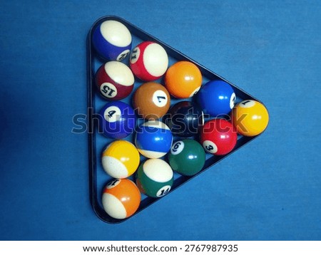 Image of billiard balls and billiard rack sheet