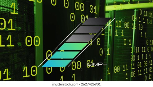 Image of binary code over speedometer and servers in background. automotive, car, speed and technology concept digitally generated image. - Powered by Shutterstock - Get 15% off with code: PIKWIZARD15