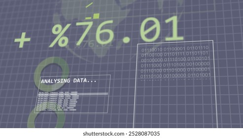 Image of binary codes, trading board, loading circles, rotating globe over abstract background. Digitally generated, computer language, business, progress, globalization and stock market. - Powered by Shutterstock - Get 15% off with code: PIKWIZARD15