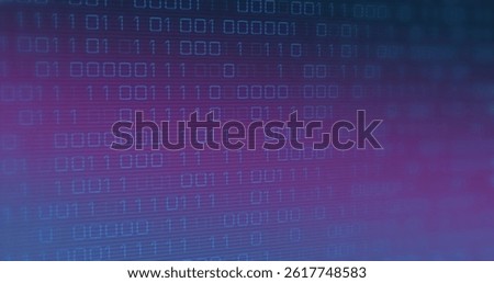 Image of binary coding over purple background. global business, cloud computing and digital interface concept digitally generated image.