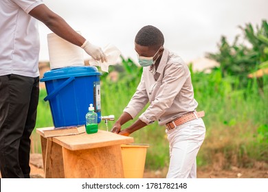 Image Of Black Boy In Face Mask Washing Hands