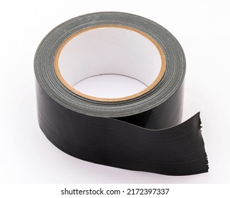 Image Of Black Gum Tape. White Background.