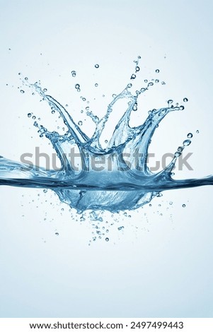 Image of block watersplash hit wall ground, explode into drop droplet. Amount Water attack impact and fluttering in air explosion. Stop motion freeze shot. Splash Water for texture elements.