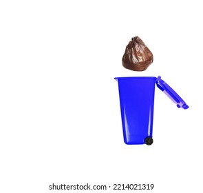 Image Of A Blue Trash Bin