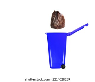 Image Of A Blue Trash Bin